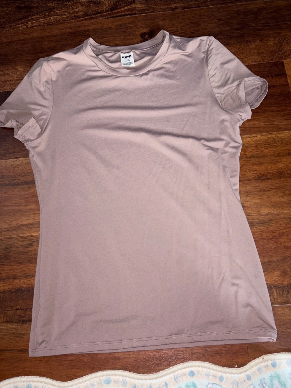 PINK Victoria's Secret Short Sleeve Spandex Crew Tee - Nude